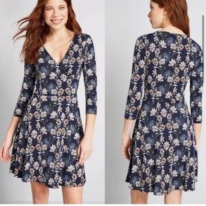 Modcloth XL Floral Faux wrap dress. Midi. 3/4 sleeves.